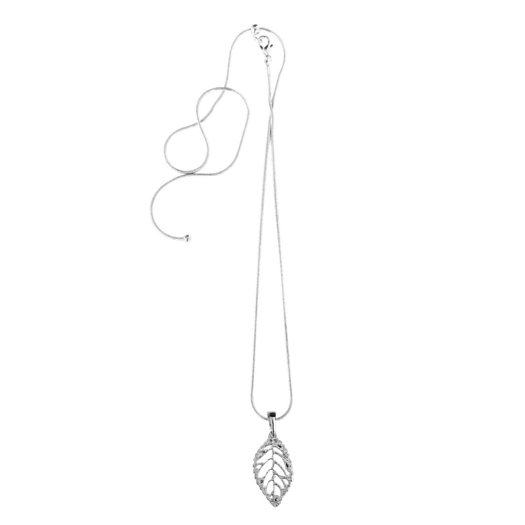 Silver Pewter Metal Leaf Necklace Top Gift Ideas - House of Morgan Pewter
