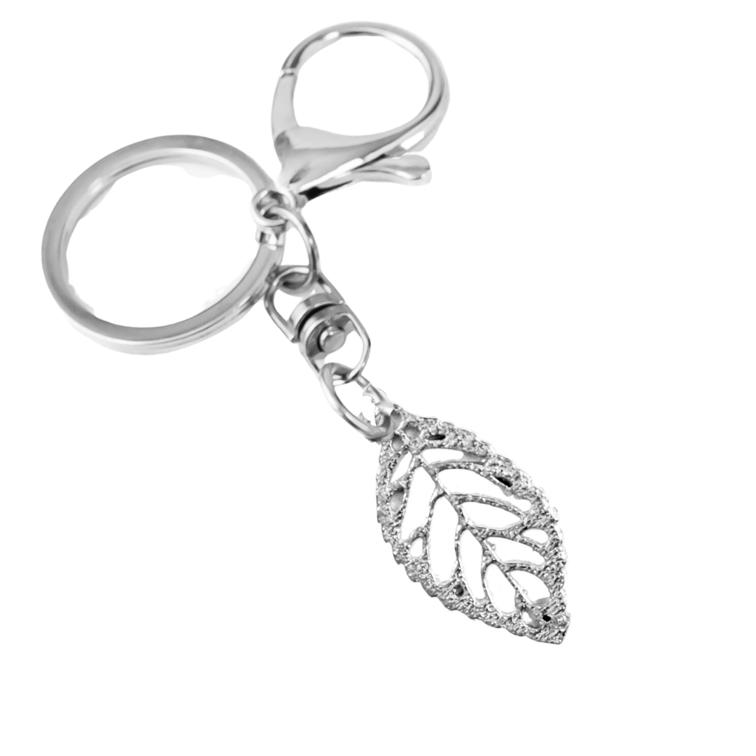 Silver Pewter Metal Leaf Keychain Top Gift Ideas - House of Morgan Pewter