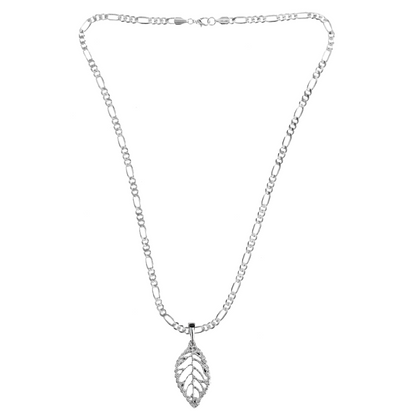 Silver Pewter Metal Leaf Necklace Top Gift Ideas - House of Morgan Pewter