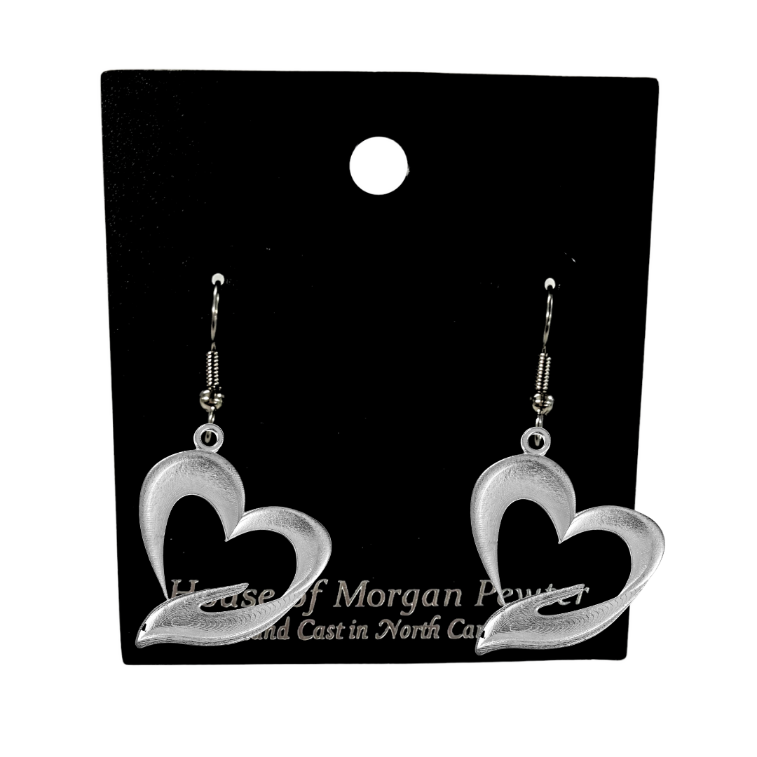 Silver Pewter Metal Heart Earring Top Gift Ideas - House of Morgan Pewter
