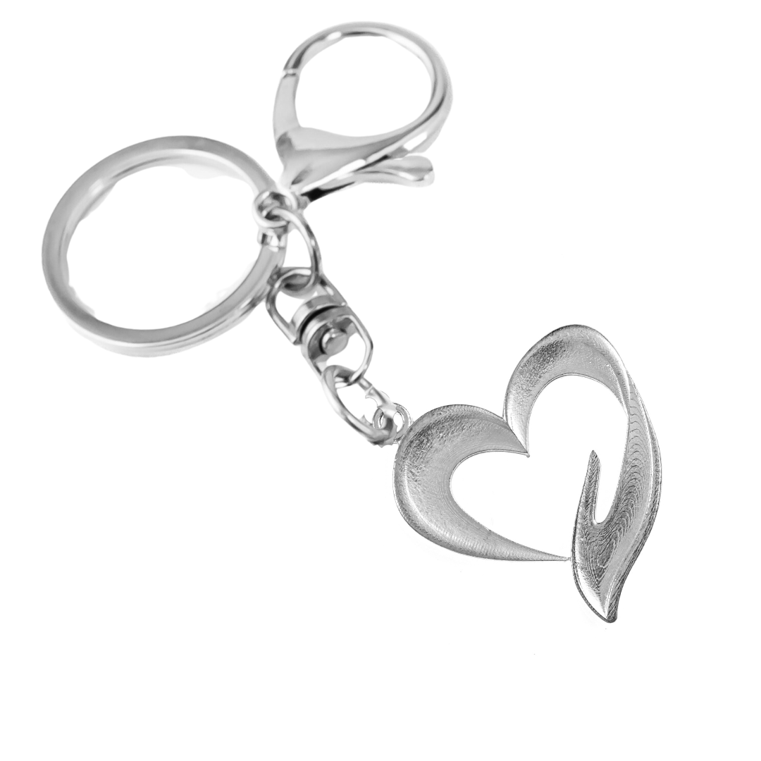 Silver Pewter Metal Heart Keychain Top Gift Ideas - House of Morgan Pewter