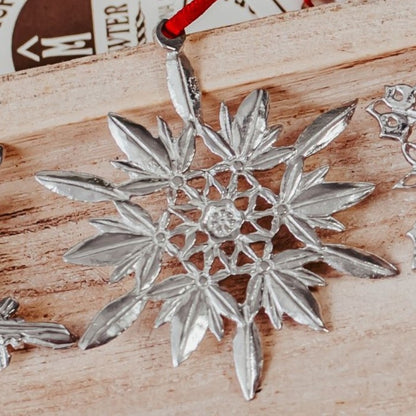 Snowflake Ornaments - Winter Snow Pewter Christmas Ornaments - Snowflake Gift Set