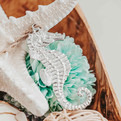 Seahorse Gift - Nautical Christmas Ornament Pewter