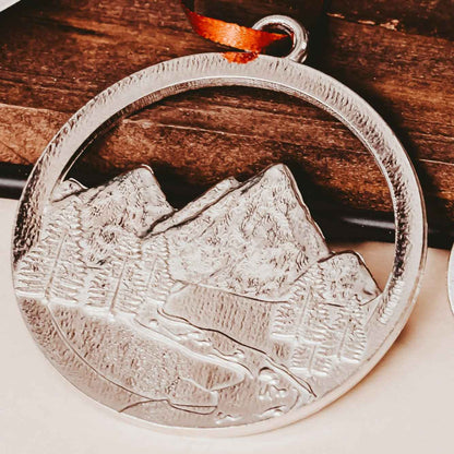 Handmade Mountain Peak Ornament - Pewter Mountain Gift