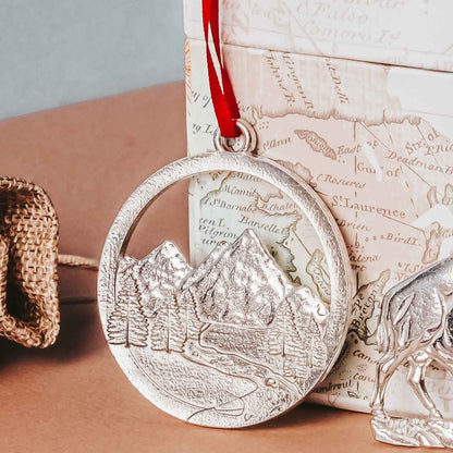 Handmade Mountain Peak Ornament - Pewter Mountain Gift
