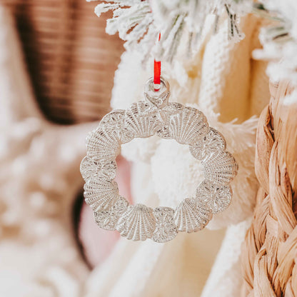 Seashell Gifts - Shell Wreath Christmas Ornament Pewter