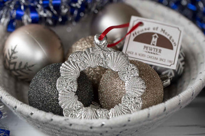 Seashell Gifts - Shell Wreath Christmas Ornament Pewter