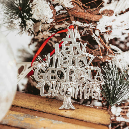 Georgia Christmas Ornament - Bulldog - State Outline and Symbols - Individual Ornaments or Gift Set