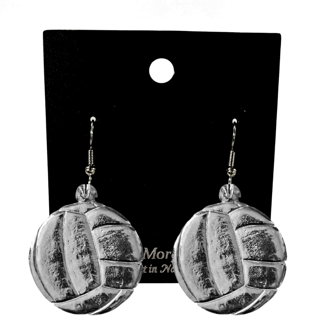Silver Pewter Metal Volleyball Earrings Top Gift Ideas - House of Morgan Pewter