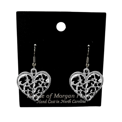 Heart Earrings - Heart Pewter Jewelry
