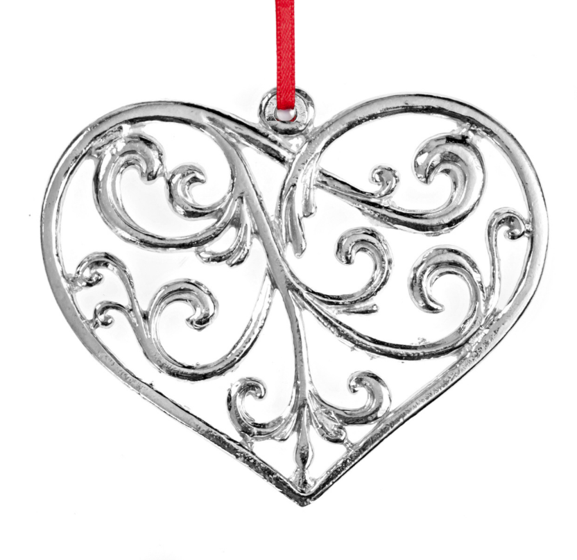 Heart Gifts - Elegant Swirly Heart Christmas Ornament