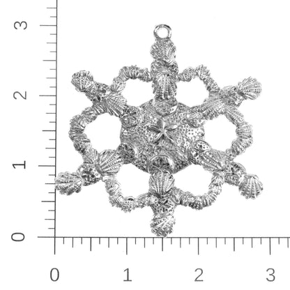 Snowflake Seashell - Pendant Necklace and Earrings - Pewter Shell Jewelry