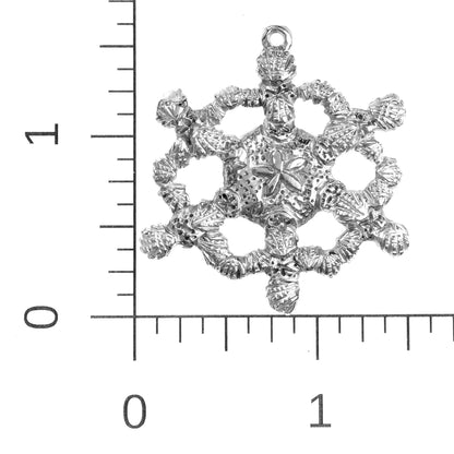 Snowflake Seashell - Pendant Necklace and Earrings - Pewter Shell Jewelry