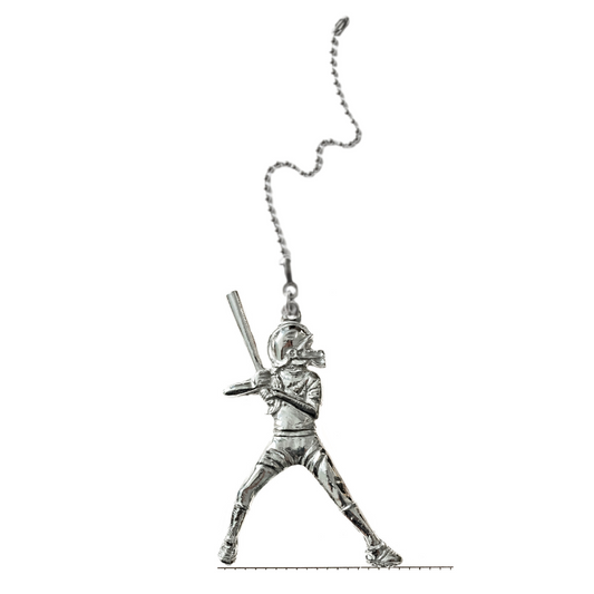Silver Pewter Metal Softball Player Ceiling Fan Pull Top Gift Ideas - House of Morgan Pewter