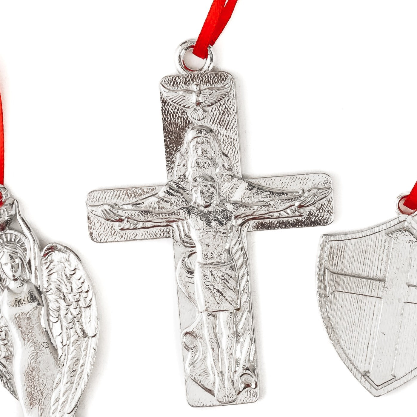 Religious Gifts - Solid Cross - Holy Spirit and Jesus on the Cross- Cross Christmas Ornament