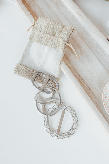 Pewter Scarf Rings - Handmade Scarf Clips for Scarves - Decorative Scarf Slides