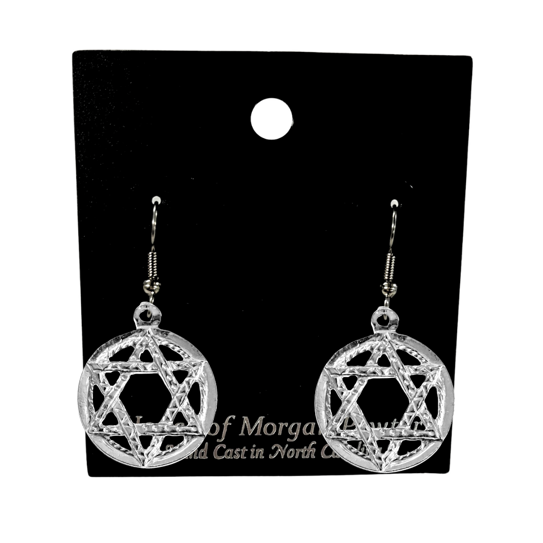 Silver Pewter Metal Star of David Earring Top Gift Ideas - House of Morgan Pewter