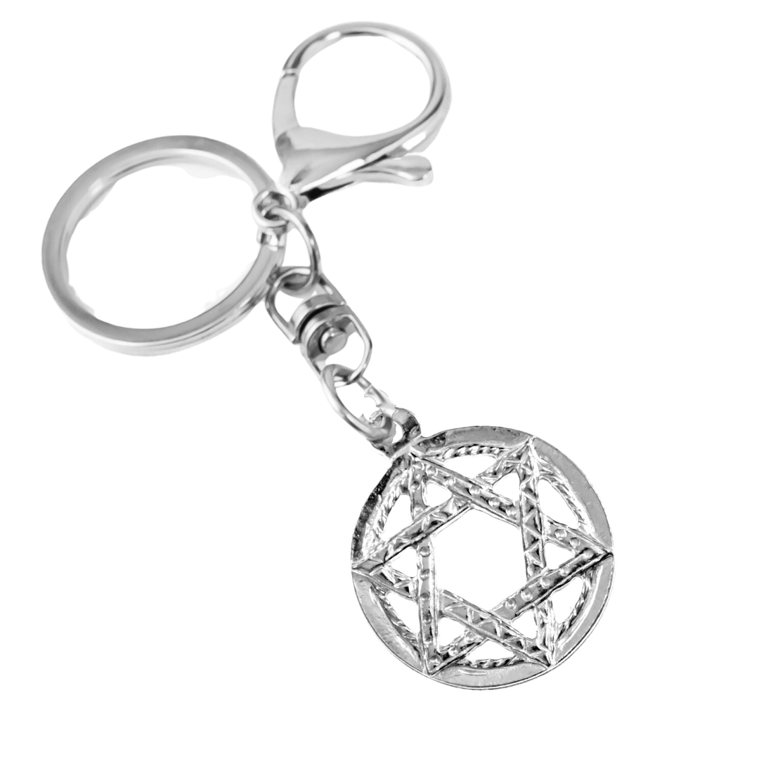 Silver Pewter Metal Star of David Keychain Top Gift Ideas - House of Morgan Pewter