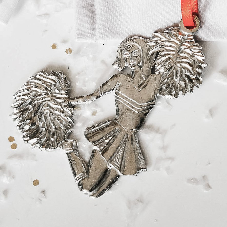 Silver Pewter Metal Cheerleader Ornament Top Gift Ideas - House of Morgan Pewter