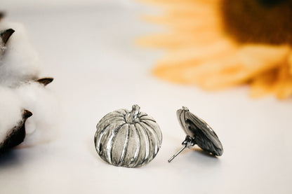 Pewter Pumpkin Studs