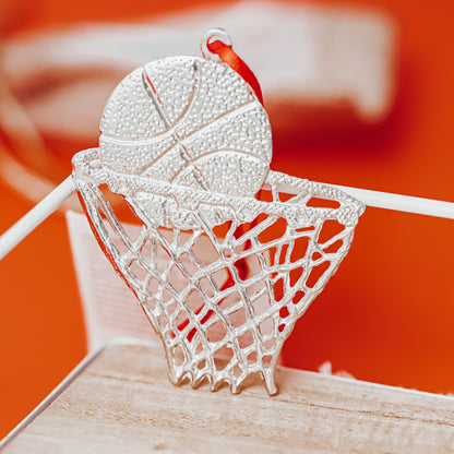 Silver Pewter Metal Basketball Ornament Top Gift Ideas - House of Morgan Pewter