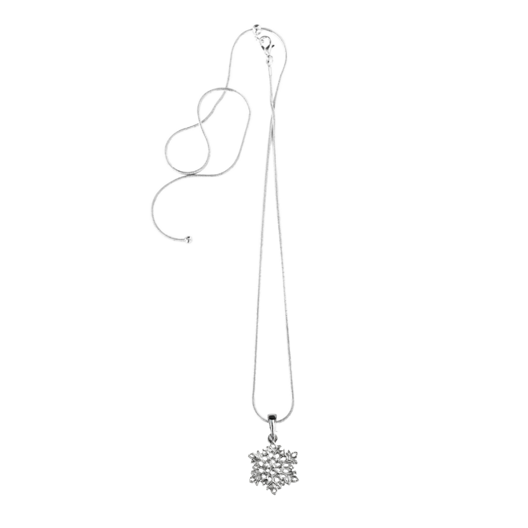 Silver Pewter Metal Snowflake Necklace Top Gift Ideas - House of Morgan Pewter