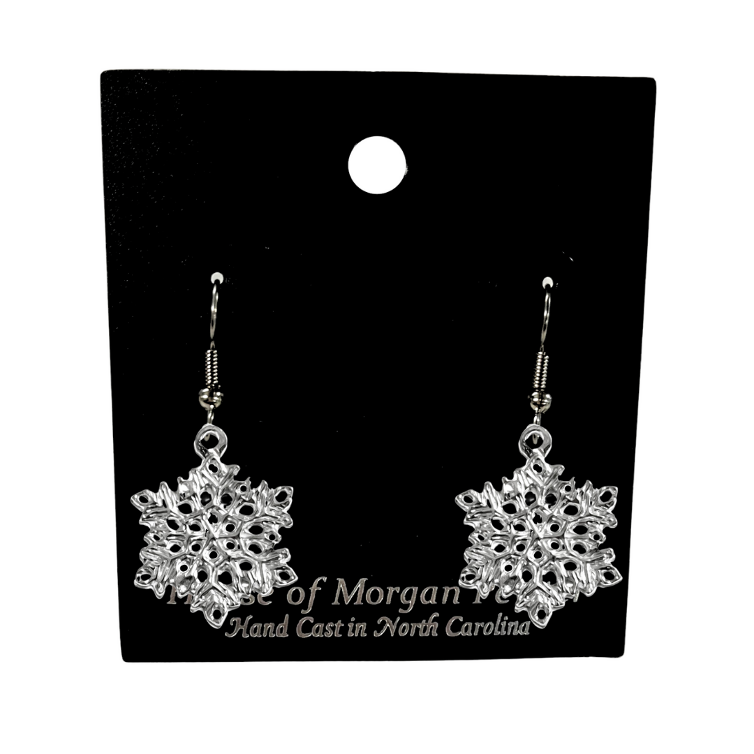 Silver Pewter Metal Snowflake Earrings Top Gift Ideas - House of Morgan Pewter