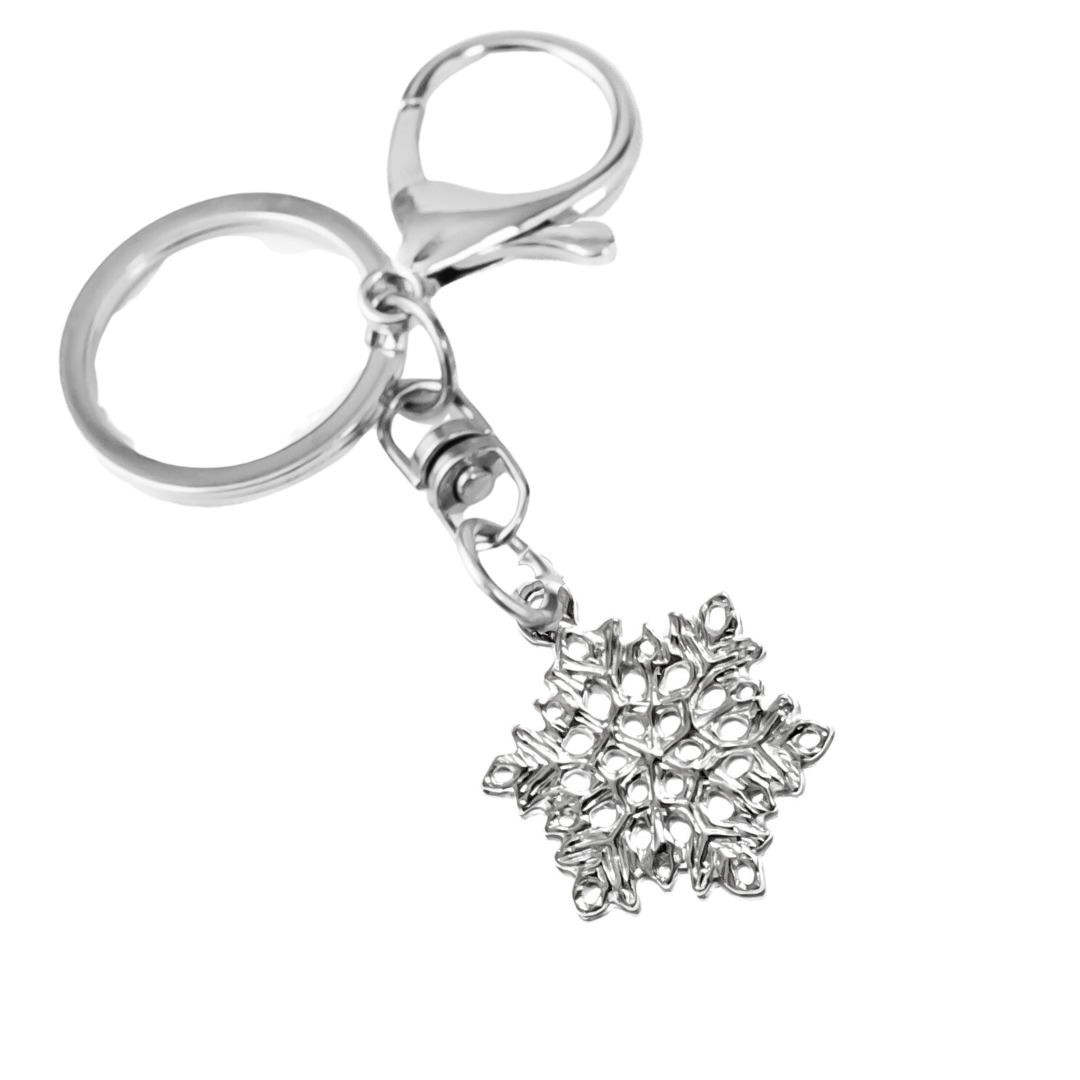 Silver Pewter Metal Snowflake Keychain Top Gift Ideas - House of Morgan Pewter