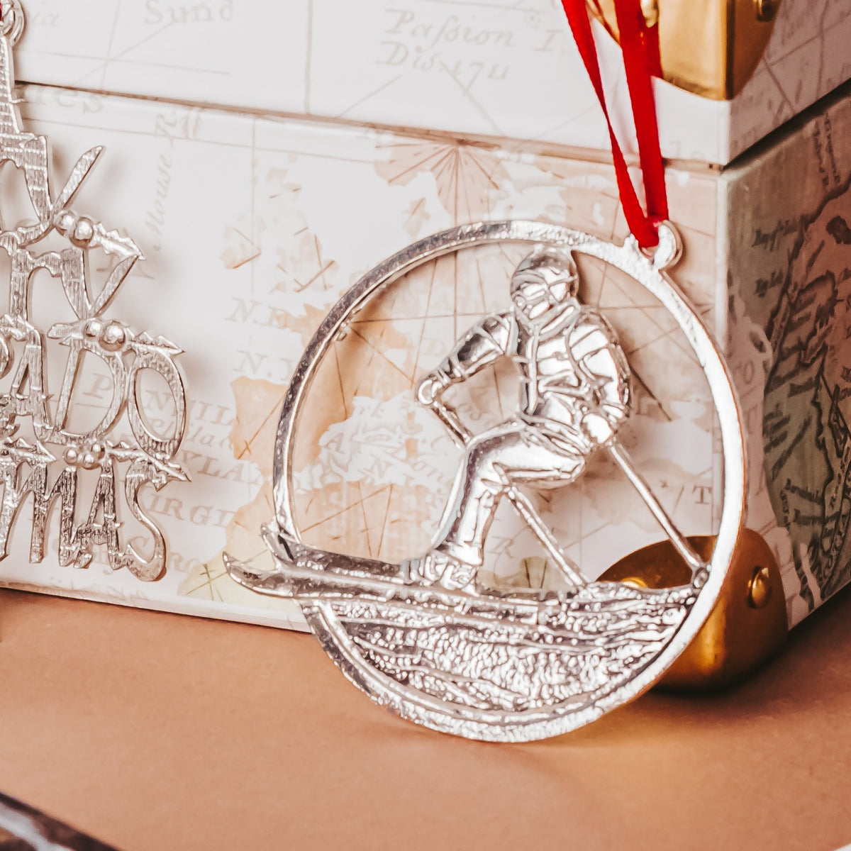 Snow Skiing Christmas Ornament - Gift for Skier