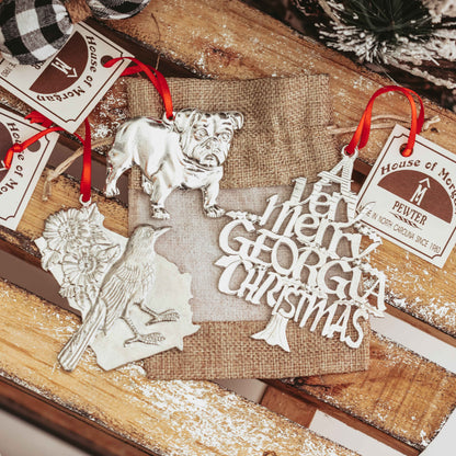 Georgia Christmas Ornament - Bulldog - State Outline and Symbols - Individual Ornaments or Gift Set