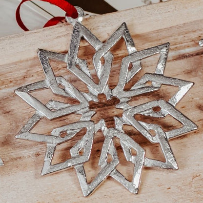 Snowflake Ornaments - Winter Snow Pewter Christmas Ornaments - Snowflake Gift Set