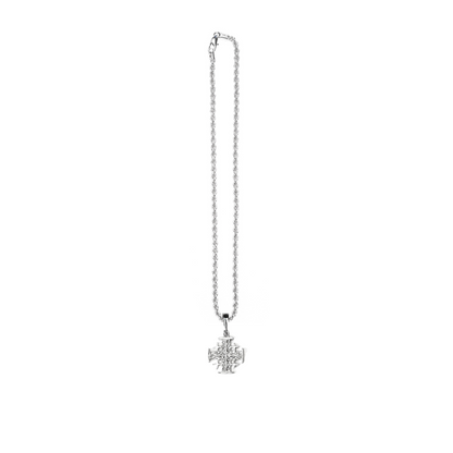 Silver Pewter Metal Jerusalem Cross Necklace Top Gift Ideas - House of Morgan Pewter