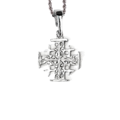 Silver Pewter Metal Jerusalem Cross Necklace Top Gift Ideas - House of Morgan Pewter