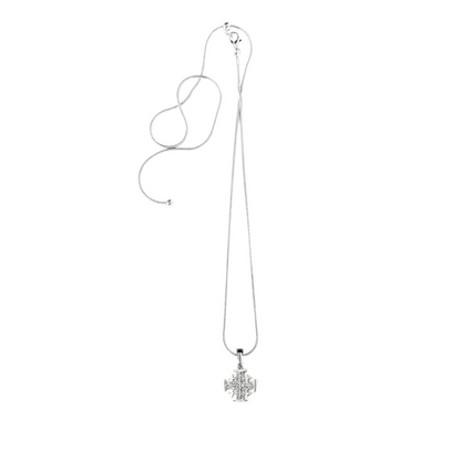 Silver Pewter Metal Jerusalem Cross Necklace Top Gift Ideas - House of Morgan Pewter