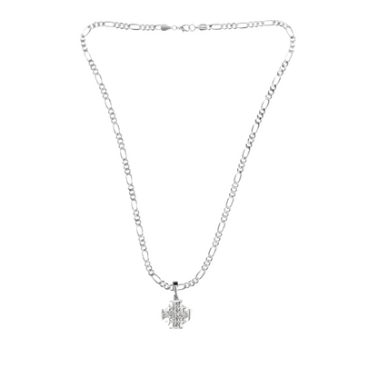 Silver Pewter Metal Jerusalem Cross Necklace Top Gift Ideas - House of Morgan Pewter