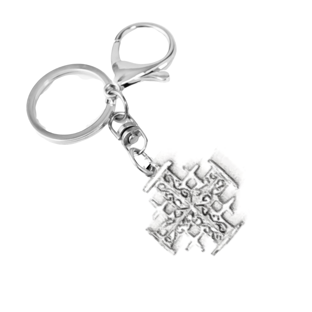 Silver Pewter Metal Jerusalem Cross Keychain Top Gift Ideas - House of Morgan Pewter