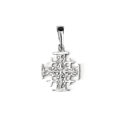 Silver Pewter Metal Jerusalem Cross Necklace Top Gift Ideas - House of Morgan Pewter