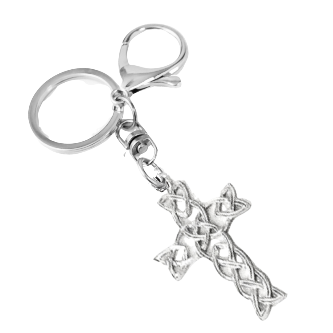 Silver Pewter Metal Celtic Cross Keychain Top Gift Ideas - House of Morgan Pewter