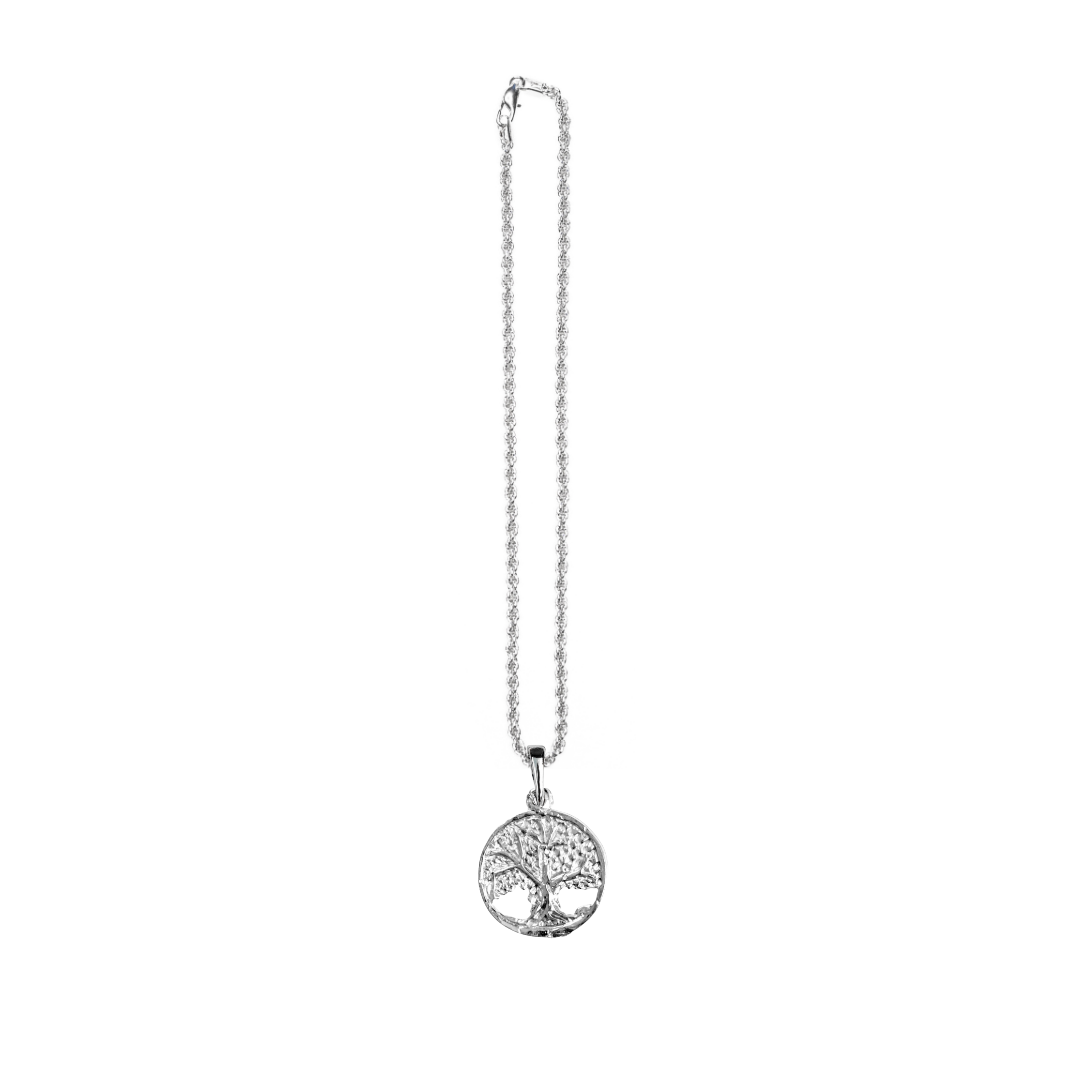Silver Pewter Metal Tree of Life Circle with Leaves Necklace Top Gift Ideas - House of Morgan Pewter