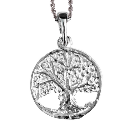 Silver Pewter Metal Tree of Life Circle with Leaves Necklace Top Gift Ideas - House of Morgan Pewter