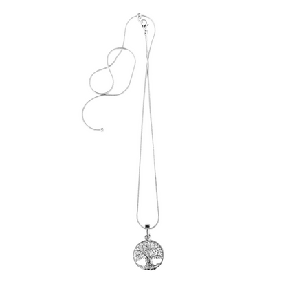 Silver Pewter Metal Tree of Life Circle with Leaves Necklace Top Gift Ideas - House of Morgan Pewter