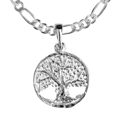 Silver Pewter Metal Tree of Life Circle with Leaves Necklace Top Gift Ideas - House of Morgan Pewter