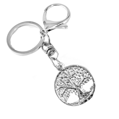 Silver Pewter Metal Tree of Life Circle with Leaves Keychain Top Gift Ideas - House of Morgan Pewter