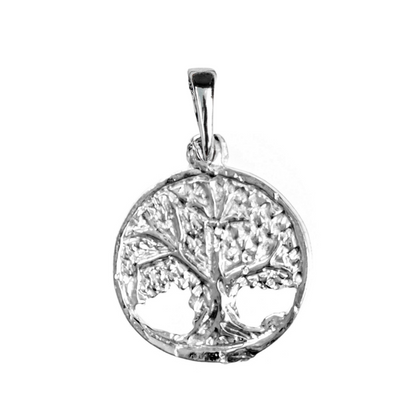 Silver Pewter Metal Tree of Life Circle with Leaves Necklace Top Gift Ideas - House of Morgan Pewter