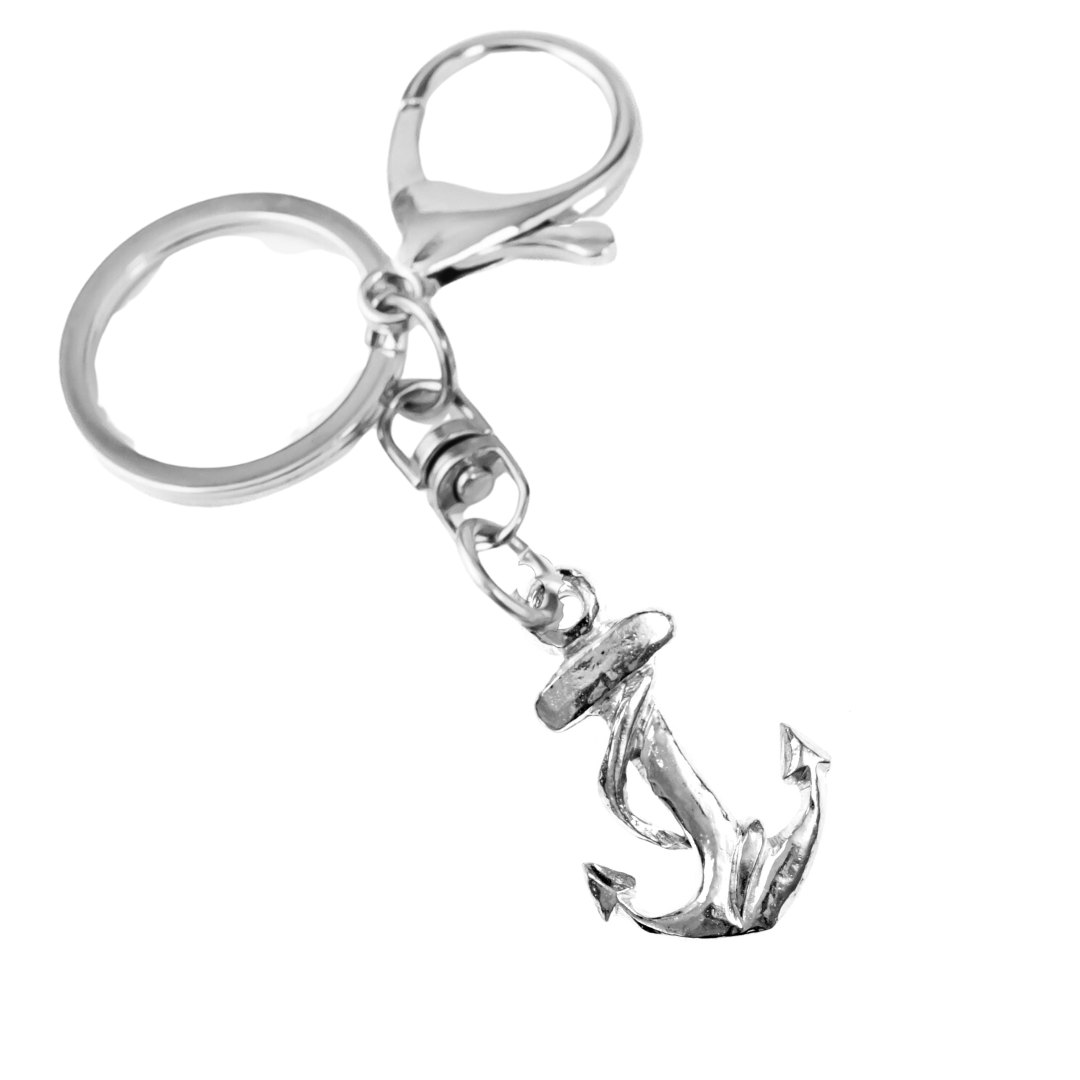 Silver Pewter Metal Anchor Keychain Top Gift Ideas - House of Morgan Pewter