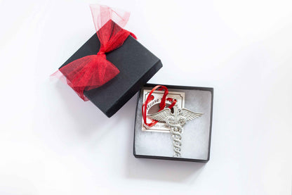 Healthcare Ornaments - Vintage Nurse - Caduceus Symbol - EMS Badge - RN - Medical Worker Gifts