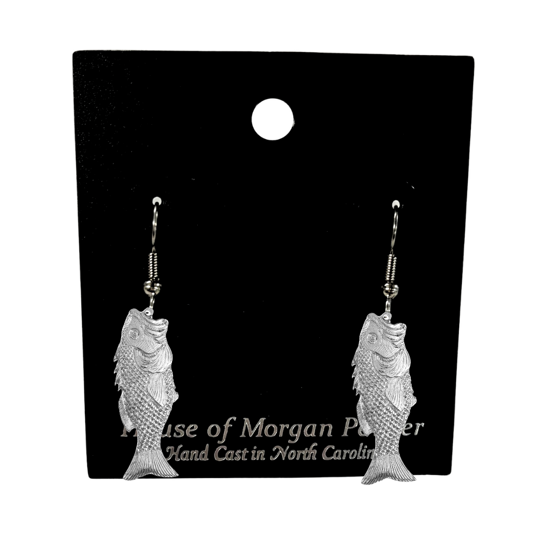Silver Pewter Metal Bass Earrings Top Gift Ideas - House of Morgan Pewter