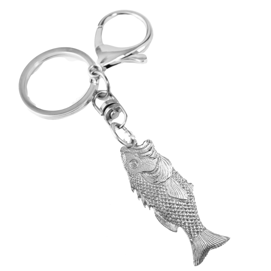 Silver Pewter Metal Bass Keychain Top Gift Ideas - House of Morgan Pewter