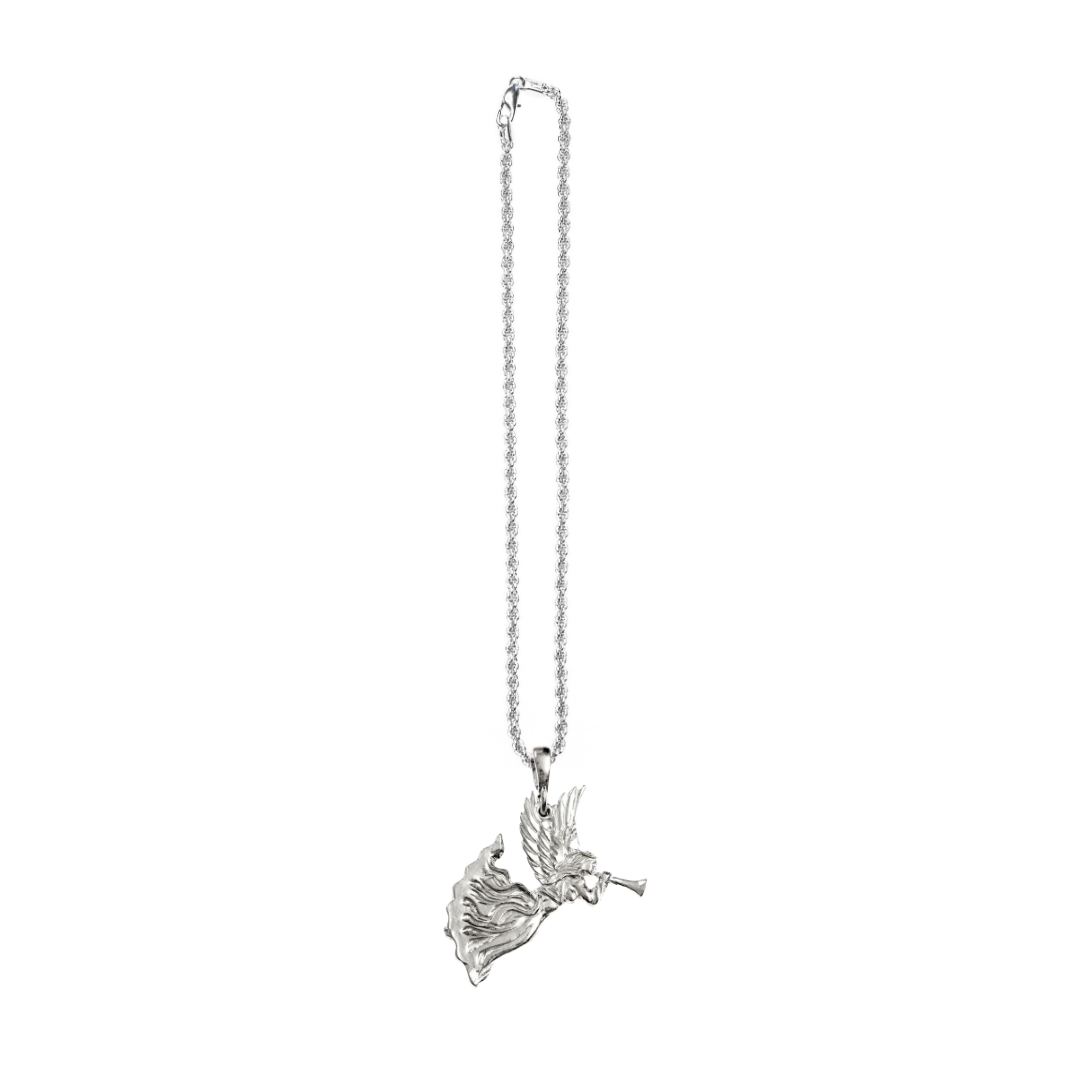 Silver Pewter Metal Angel with Horn Necklace Top Gift Ideas - House of Morgan Pewter