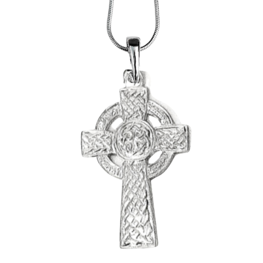 Silver Pewter Metal Celtic Cross with Circle Necklace Top Gift Ideas - House of Morgan Pewter